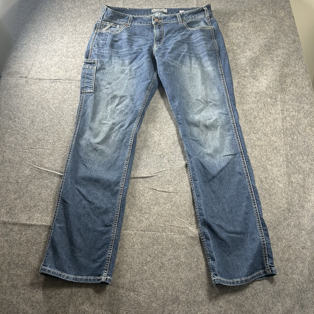 Ariat Jeans Womens 34L Blue Rebar Bootcut Mid Rise Pants Western Workwear 38x34